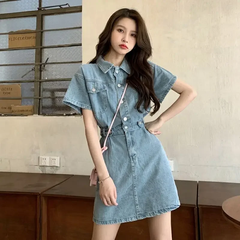 Women'S Fashion Korea - New Sweet Women Denim Short Dress