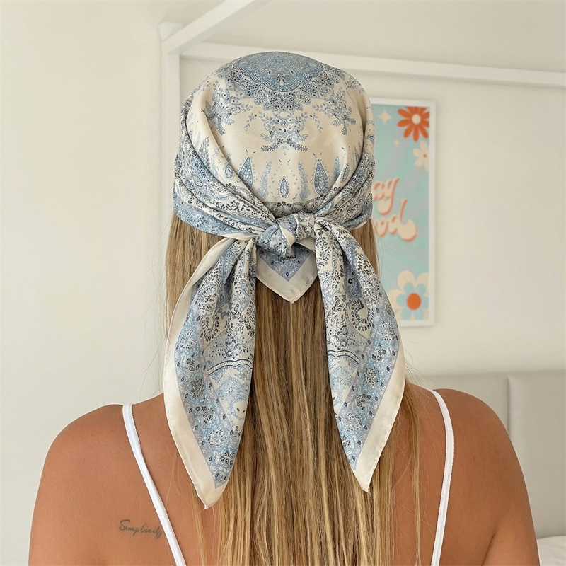 Women Fashion Necktie - Luxury Printing Silk Square Scarf Women