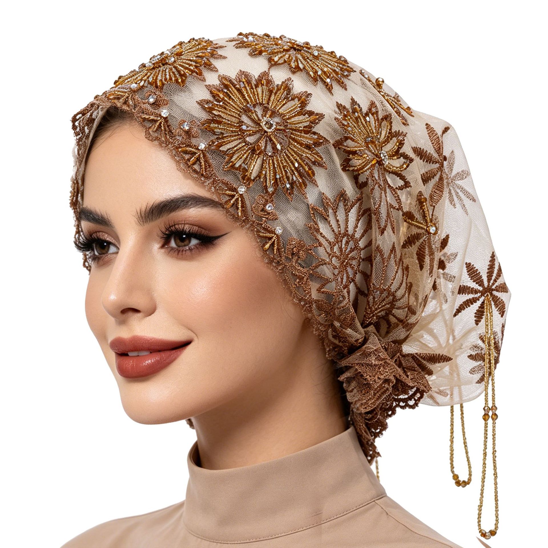 Women Fashion Hats - Women's Hijab Hats Muslim Elegant Bead
