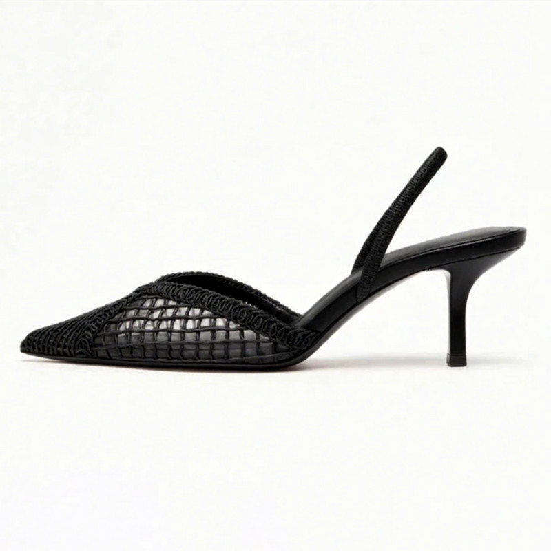 Women'S Fashion Brands - Mesh Woven Heeled Sandals Women Sexy