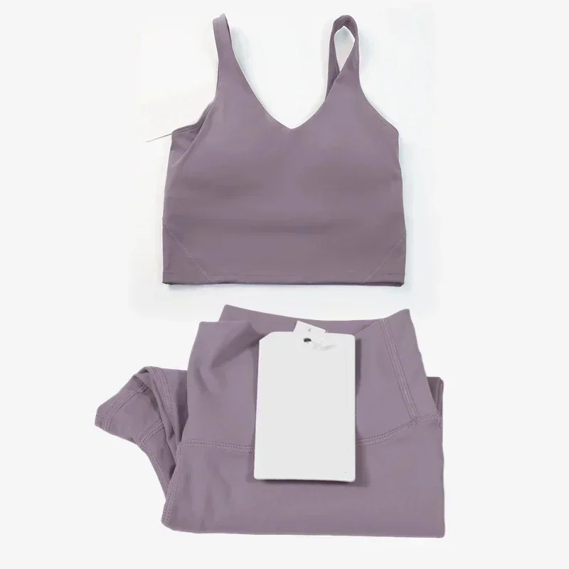 High Waist Leggings - Classic women's 2-piece yoga outfit: U-shaped