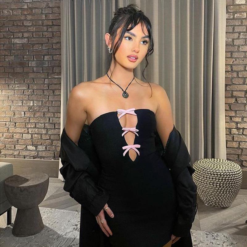 Elegant Bow Backless Sleeveles – Bodycon Dress Women recenzja i cena