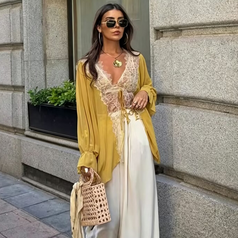 Lace Women's Shirts Blouse Sum – Women'S Young Fashion recenzja i cena
