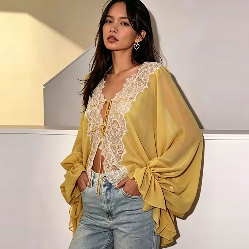 Lace Women's Shirts Blouse Sum – Women'S Young Fashion recenzja i cena