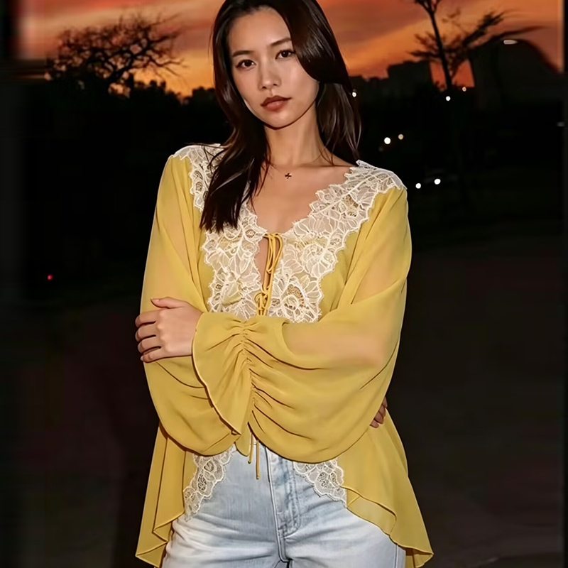 Lace Women's Shirts Blouse Sum – Women'S Young Fashion recenzja i cena