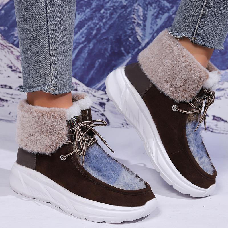 Fashion Faux Fur Lace Up Snow  – Women'S Fashion Hiking Boots recenzja i cena