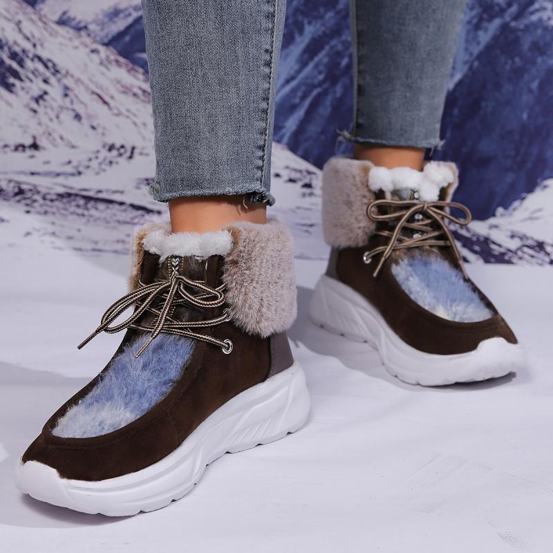 Fashion Faux Fur Lace Up Snow  – Women'S Fashion Hiking Boots recenzja i cena