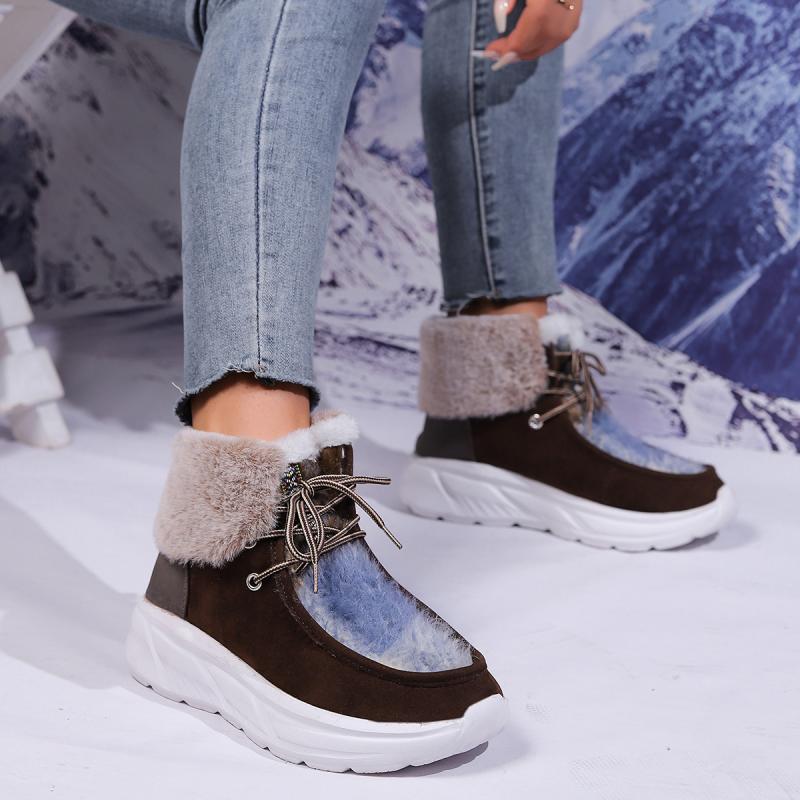 Fashion Faux Fur Lace Up Snow  – Women'S Fashion Hiking Boots recenzja i cena