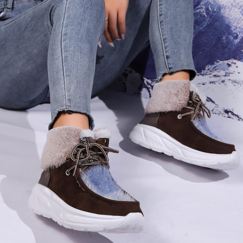 Fashion Faux Fur Lace Up Snow  – Women'S Fashion Hiking Boots recenzja i cena