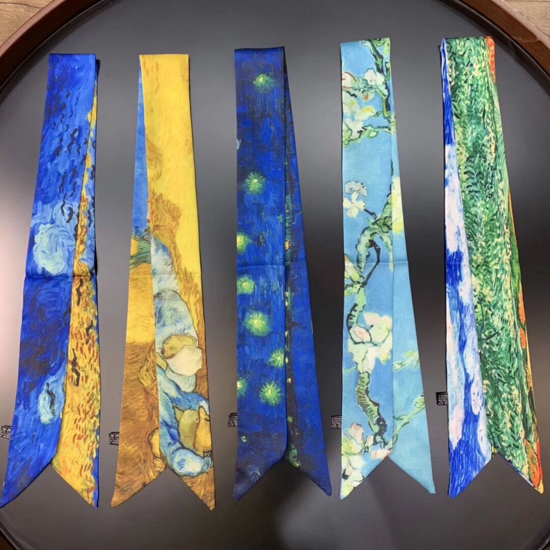 2023 Van Gogh Oil Painting Twi – Women Fashion Necktie recenzja i cena