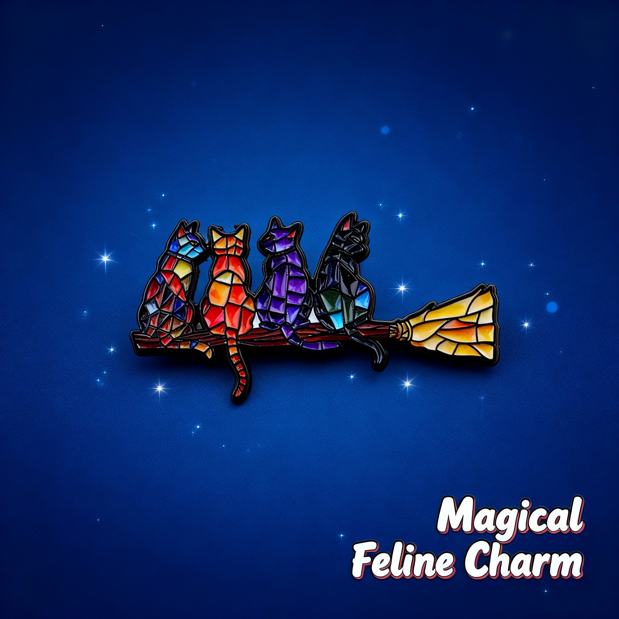 Colorful Cat Enamel Pin Witch  – Women Fashion Hats recenzja i cena