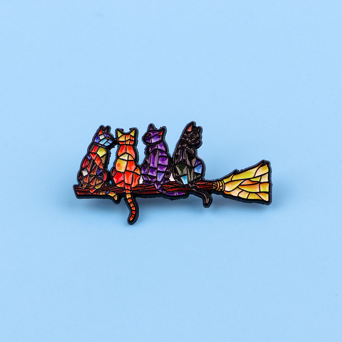 Colorful Cat Enamel Pin Witch  – Women Fashion Hats recenzja i cena