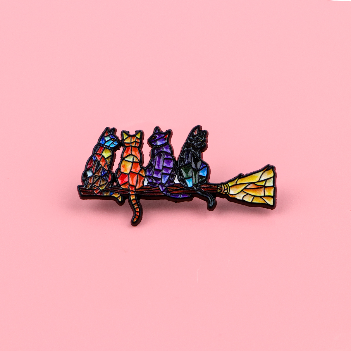 Colorful Cat Enamel Pin Witch  – Women Fashion Hats recenzja i cena