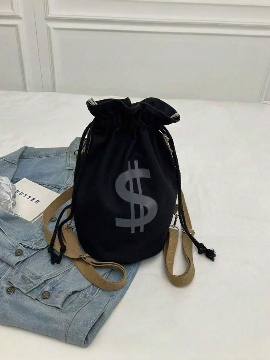 Black Canvas Drawstring Crossb – Canvas Tote Bag recenzja i cena