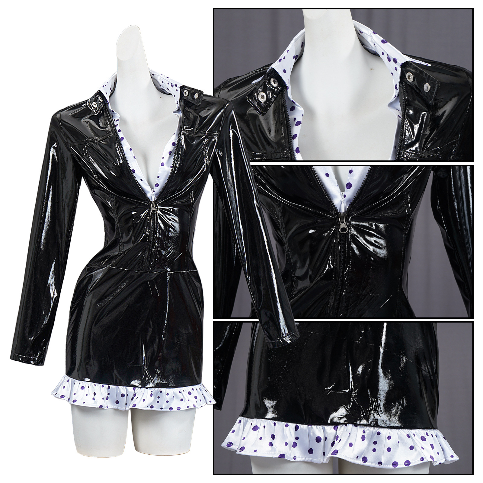 Women Retro Shiny Patent Leath – Bodycon Dress Women recenzja i cena