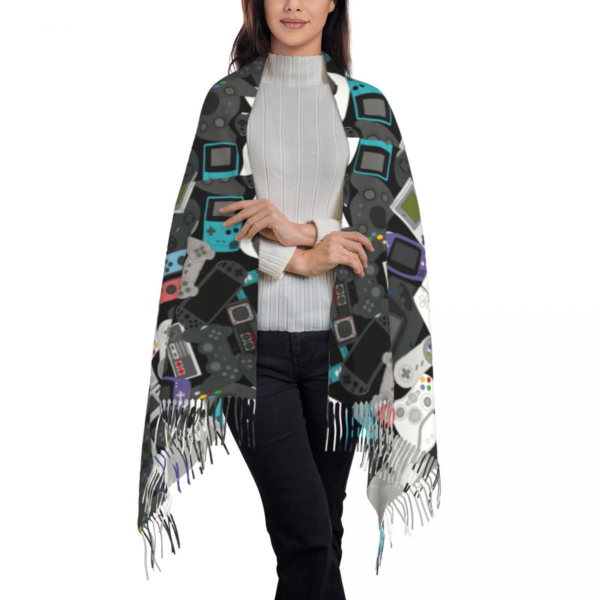 Gamer Controller Tassel Scarf  – Women Fashion Video recenzja i cena