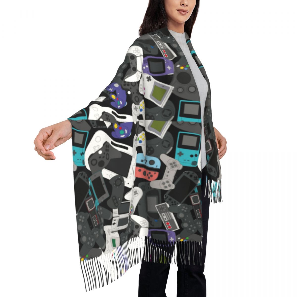 Gamer Controller Tassel Scarf  – Women Fashion Video recenzja i cena