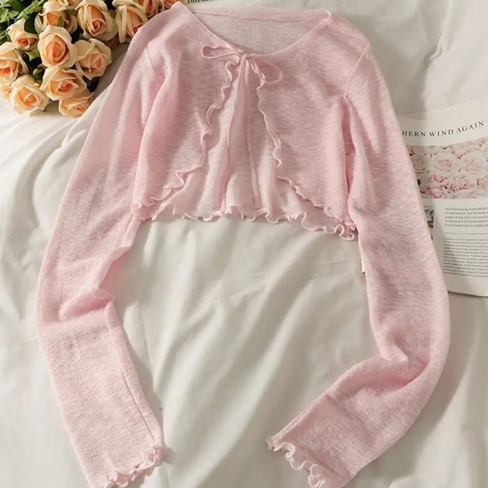 Thin Sunscreen Cardigan Ruffle – Women'S Fashion Knitwear recenzja i cena