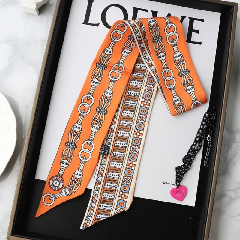 Fashion Skinny Silk Scarf for  – Women Fashion Necktie recenzja i cena