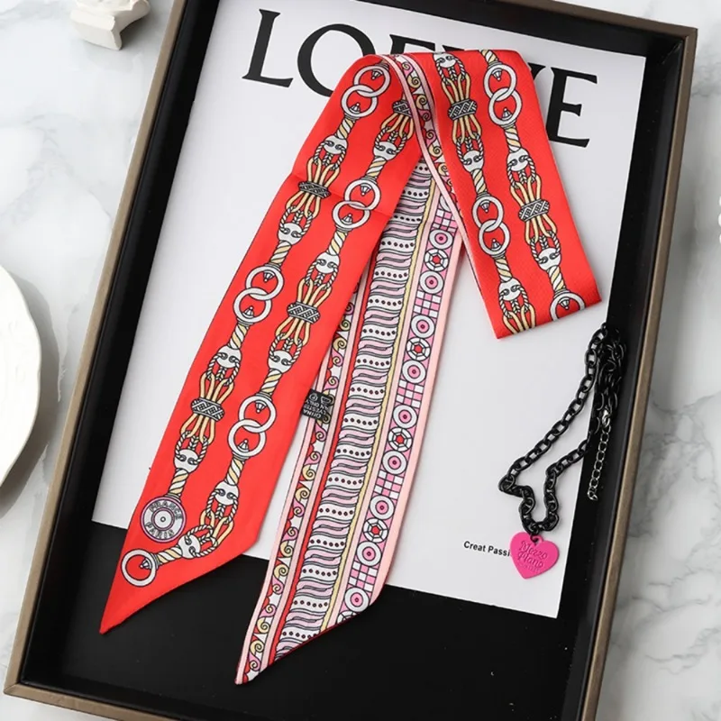Fashion Skinny Silk Scarf for  – Women Fashion Necktie recenzja i cena
