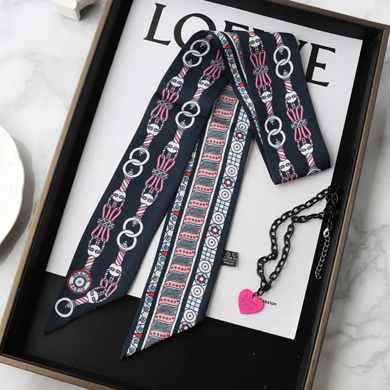 Fashion Skinny Silk Scarf for  – Women Fashion Necktie recenzja i cena