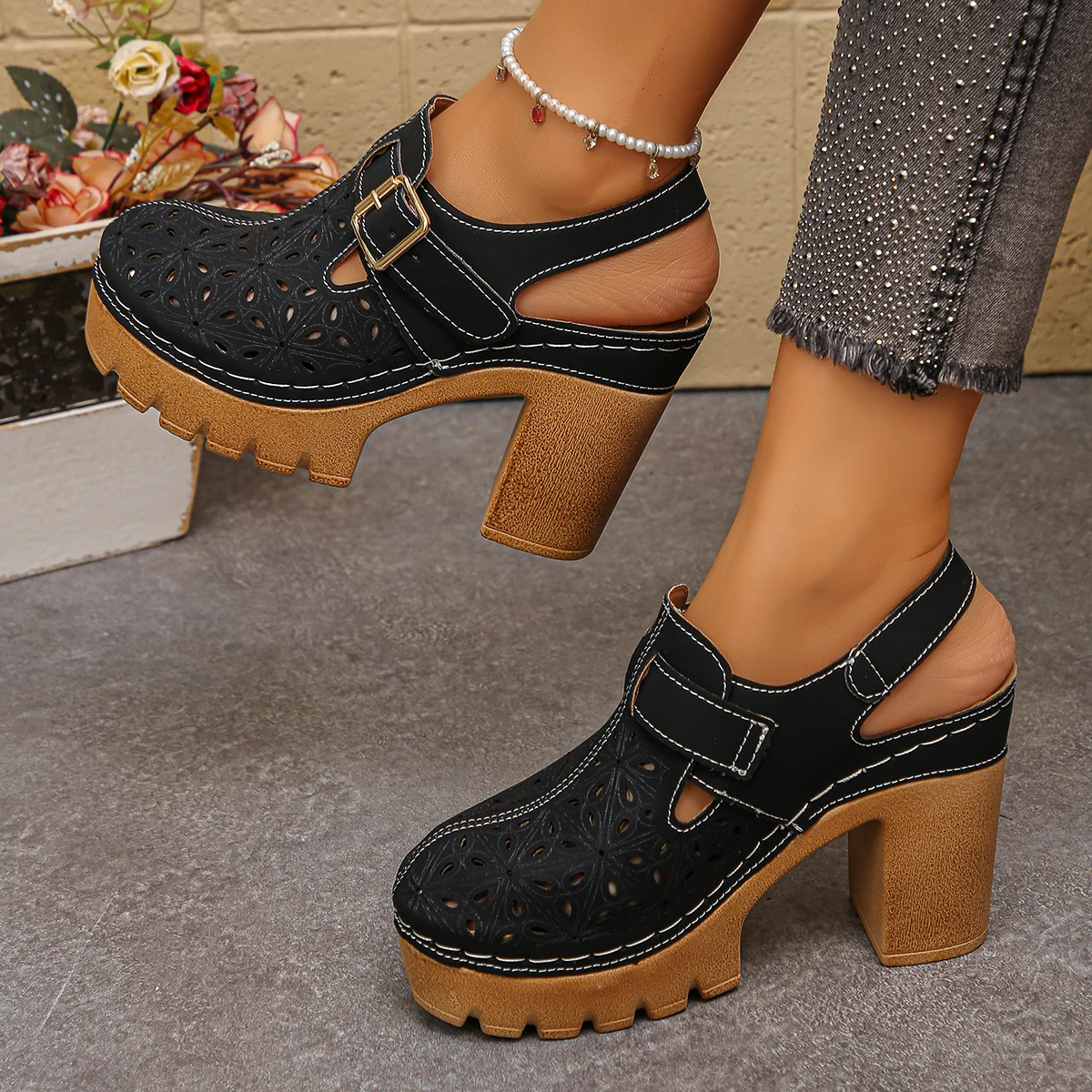 Large Size Women's Thick Heel  – Women Fashion Hats recenzja i cena