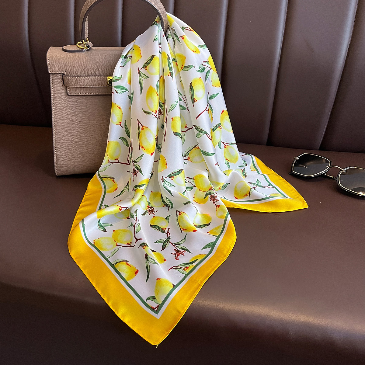 2025 New Yellow Lemon Print Sq – Women Fashion Necktie recenzja i cena