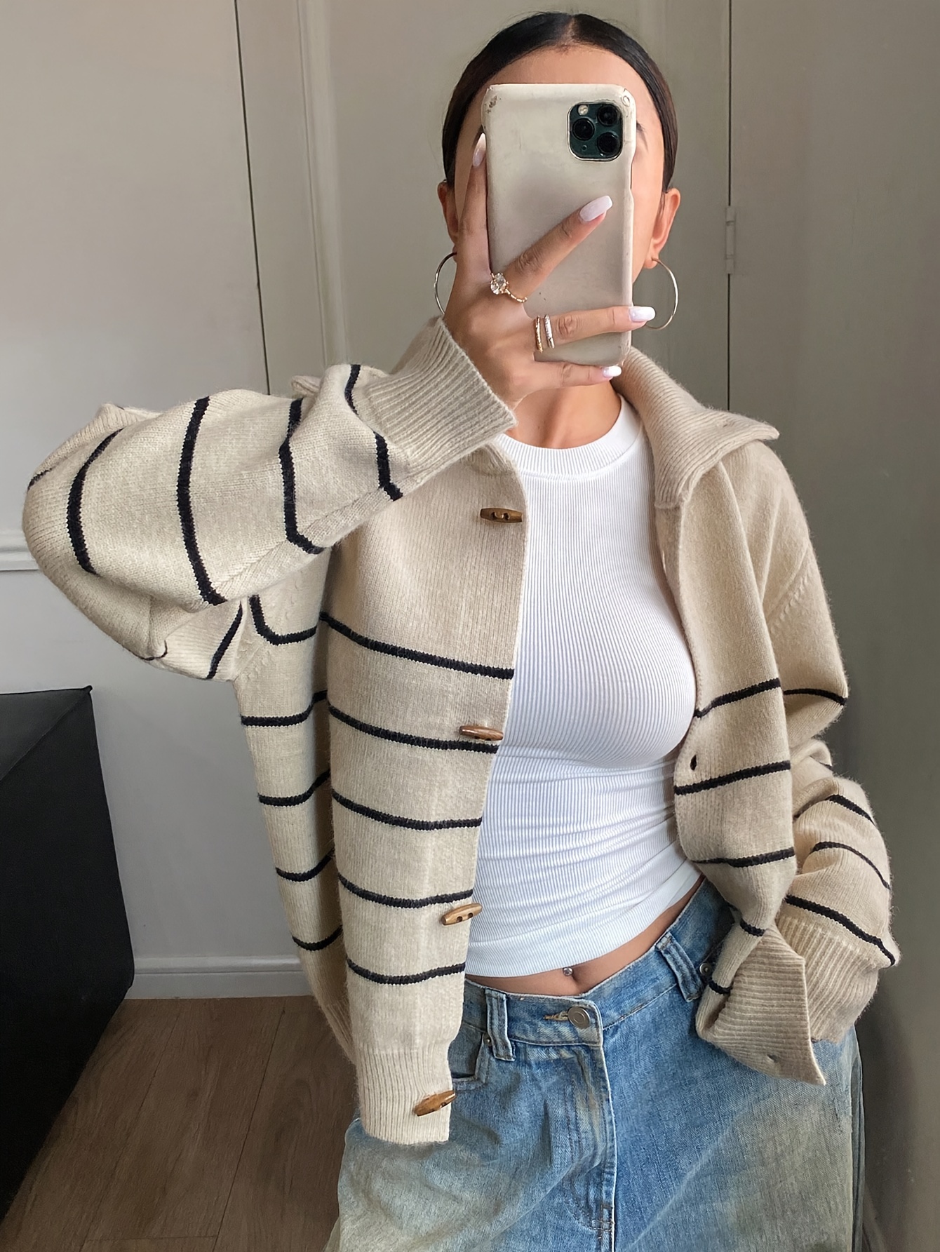 Plus Size Women Striped Cardig – Women'S Fashion Knitwear recenzja i cena