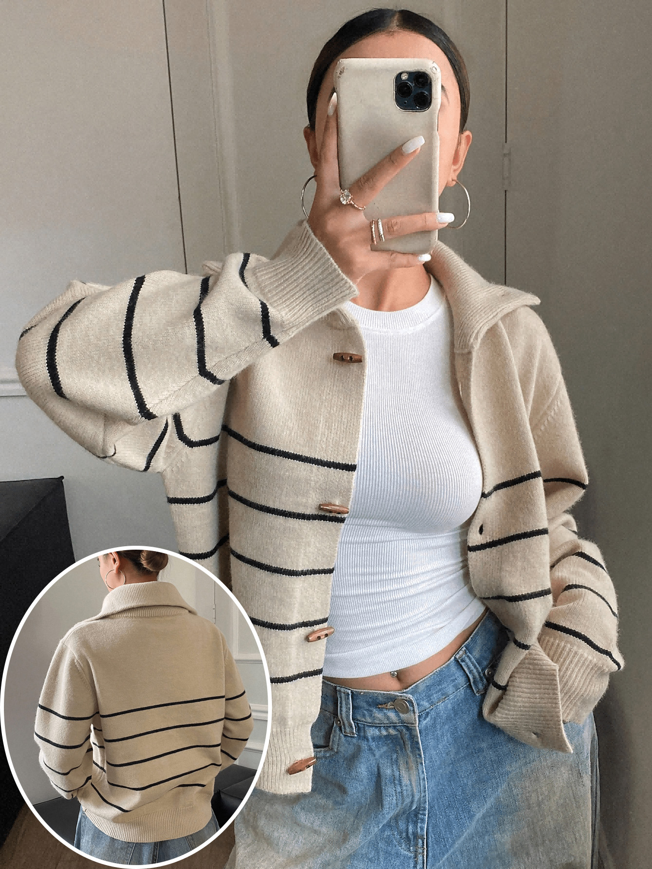 Plus Size Women Striped Cardig – Women'S Fashion Knitwear recenzja i cena